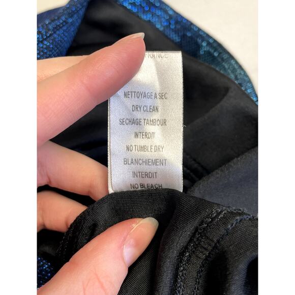 CAROLINA RITZLER Cap Sleeve Belted Metallic Jumpsuit Retro Blue Size 36 US 2 - Picture 8 of 11